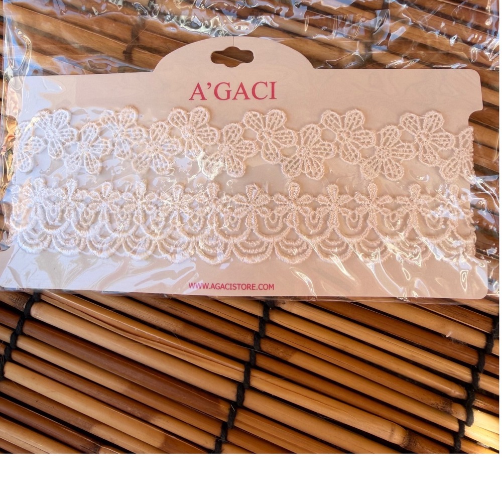 A'Gaci White y2k Lace Choker Necklace Set Floral Scalloped‎ Crochet 2 Piece